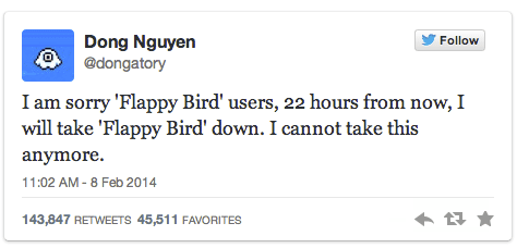 Flappy Bird developer says he's taking the game down