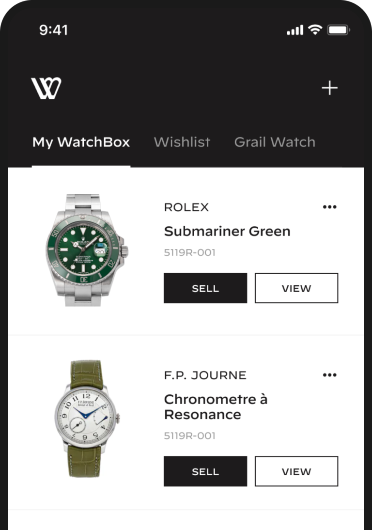 WatchBox e-commerce product screen