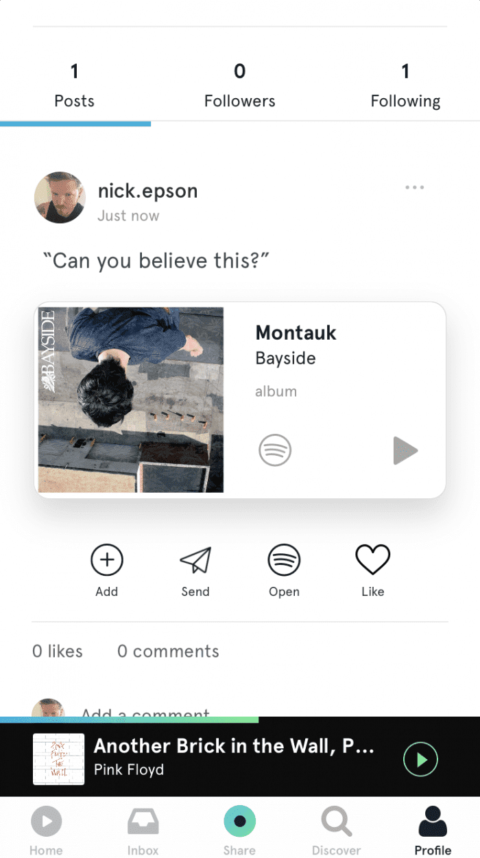 bopdrop song feed with posts from followed users